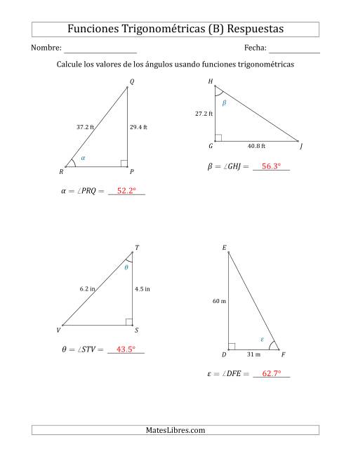 La hoja de ejercicios de Calcular Valores de Ángulos usando Funciones Trigonométricas (B) Página 2