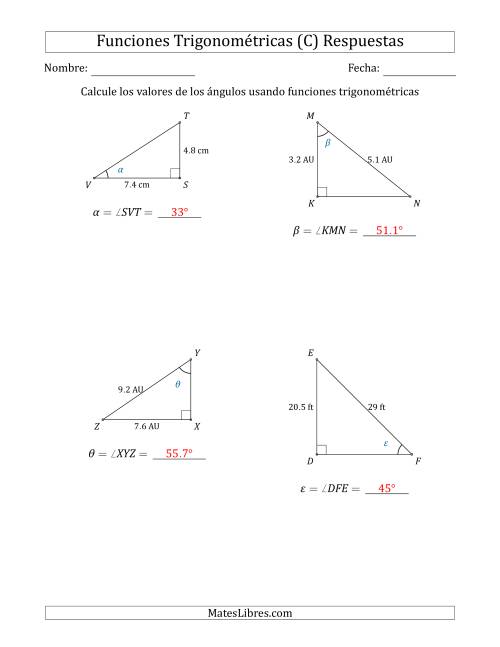 La hoja de ejercicios de Calcular Valores de Ángulos usando Funciones Trigonométricas (C) Página 2