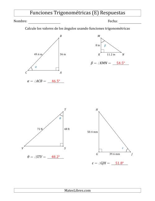 La hoja de ejercicios de Calcular Valores de Ángulos usando Funciones Trigonométricas (E) Página 2
