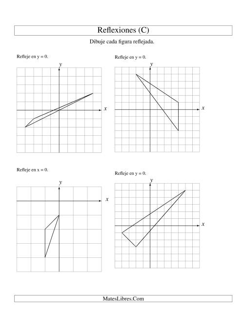 La hoja de ejercicios de Reflexión de 3 Vértices Sobre el Eje x ó y (C)