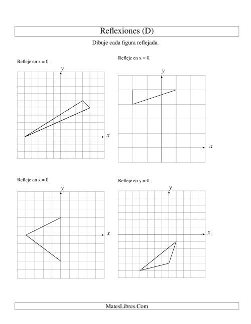 La hoja de ejercicios de Reflexión de 3 Vértices Sobre el Eje x ó y (D)