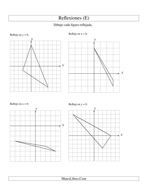 La hoja de ejercicios de Reflexión de 3 Vértices Sobre el Eje x ó y (E)