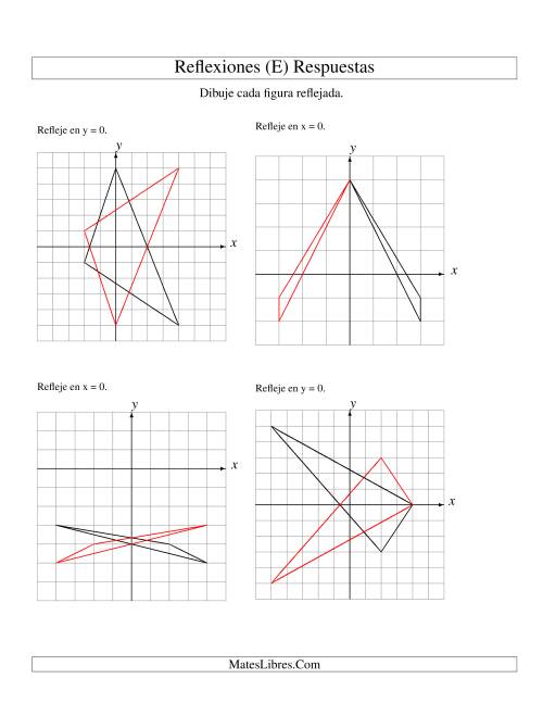 La hoja de ejercicios de Reflexión de 3 Vértices Sobre el Eje x ó y (E) Página 2