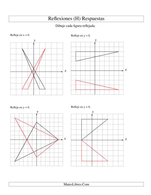 La hoja de ejercicios de Reflexión de 3 Vértices Sobre el Eje x ó y (H) Página 2