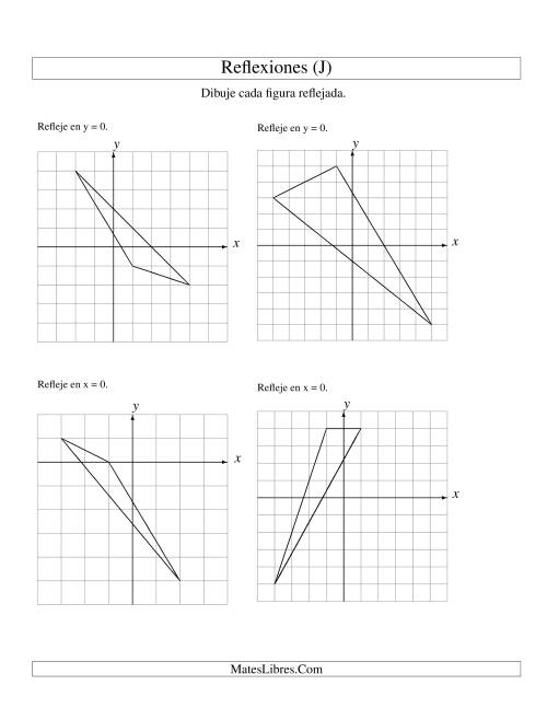 La hoja de ejercicios de Reflexión de 3 Vértices Sobre el Eje x ó y (J)
