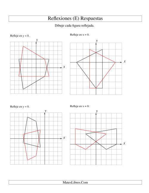 La hoja de ejercicios de Reflexión de 4 Vértices Sobre el Eje x ó y (E) Página 2