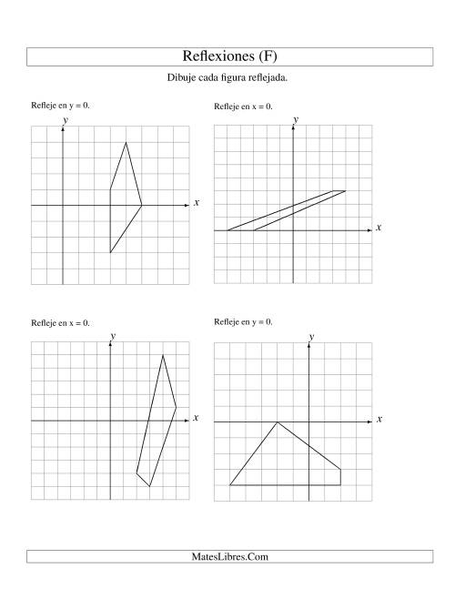 La hoja de ejercicios de Reflexión de 4 Vértices Sobre el Eje x ó y (F)