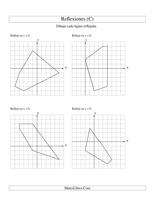 La hoja de ejercicios de Reflexión de 5 Vértices Sobre el Eje x ó y (C)