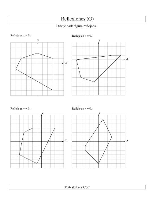La hoja de ejercicios de Reflexión de 5 Vértices Sobre el Eje x ó y (G)