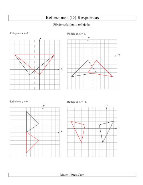 La hoja de ejercicios de Reflexión de 3 Vértices Sobre Varios Ejes (D) Página 2