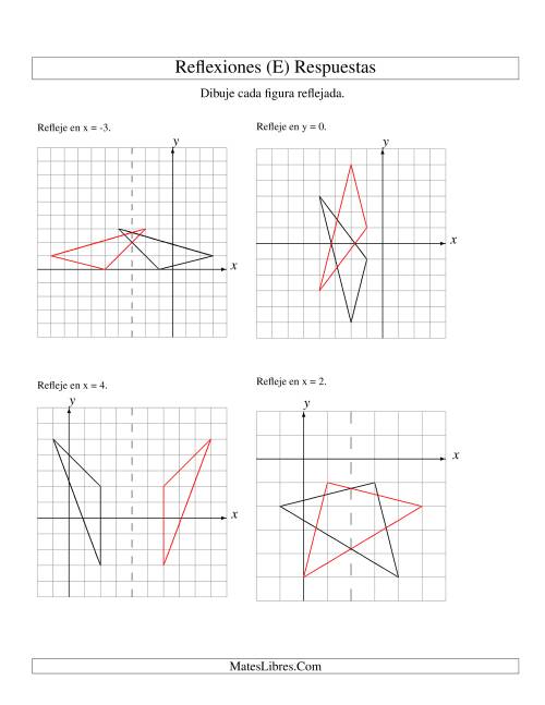 La hoja de ejercicios de Reflexión de 3 Vértices Sobre Varios Ejes (E) Página 2