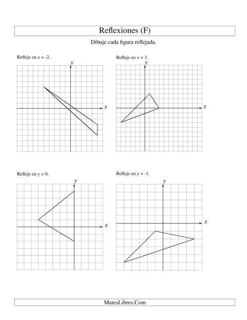 La hoja de ejercicios de Reflexión de 3 Vértices Sobre Varios Ejes (F)