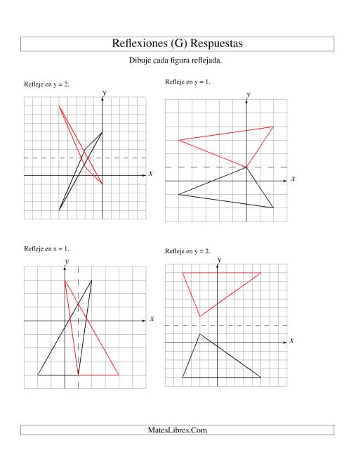 La hoja de ejercicios de Reflexión de 3 Vértices Sobre Varios Ejes (G) Página 2