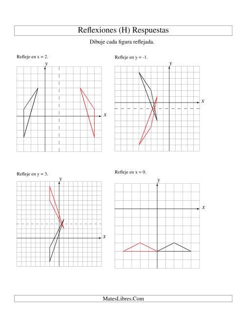 La hoja de ejercicios de Reflexión de 3 Vértices Sobre Varios Ejes (H) Página 2
