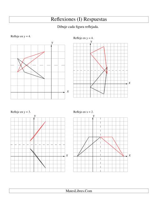 La hoja de ejercicios de Reflexión de 3 Vértices Sobre Varios Ejes (I) Página 2