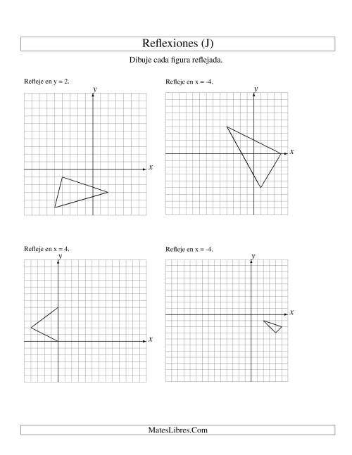 La hoja de ejercicios de Reflexión de 3 Vértices Sobre Varios Ejes (J)
