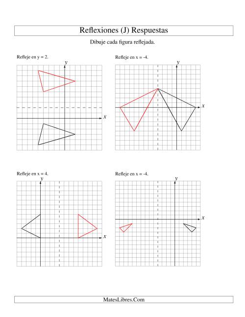La hoja de ejercicios de Reflexión de 3 Vértices Sobre Varios Ejes (J) Página 2