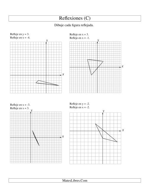 La hoja de ejercicios de Reflexión en Dos Pasos de 3 Vértices Sobre Varios Ejes (C)