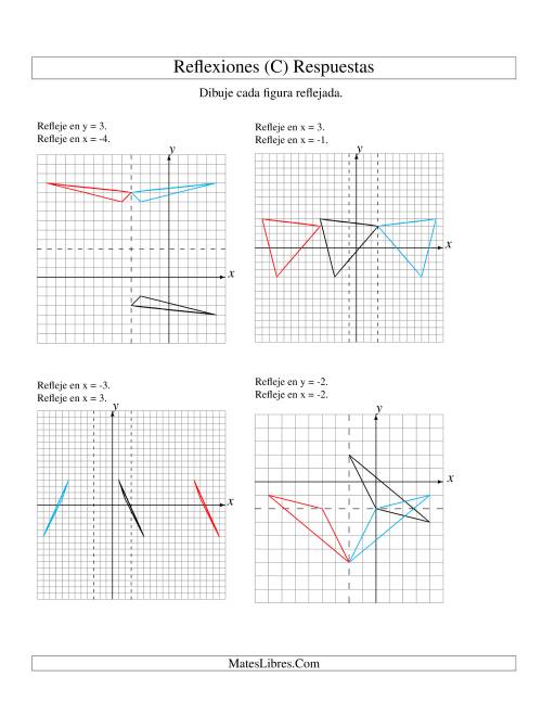La hoja de ejercicios de Reflexión en Dos Pasos de 3 Vértices Sobre Varios Ejes (C) Página 2