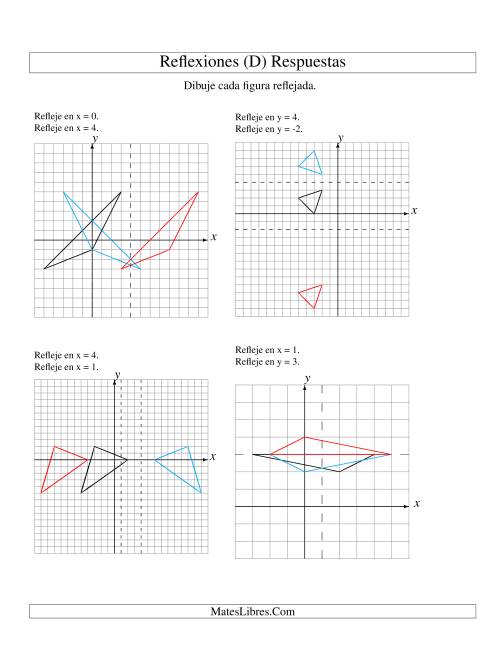 La hoja de ejercicios de Reflexión en Dos Pasos de 3 Vértices Sobre Varios Ejes (D) Página 2