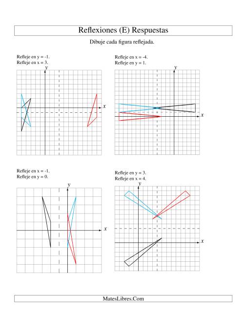La hoja de ejercicios de Reflexión en Dos Pasos de 3 Vértices Sobre Varios Ejes (E) Página 2