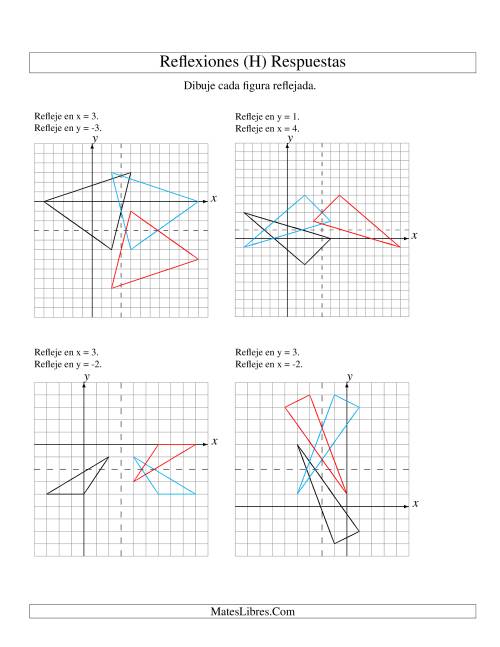 La hoja de ejercicios de Reflexión en Dos Pasos de 3 Vértices Sobre Varios Ejes (H) Página 2