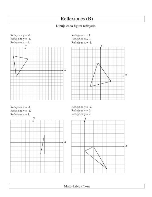 La hoja de ejercicios de Reflexión en Tres Pasos de 3 Vértices Sobre Varios Ejes (B)
