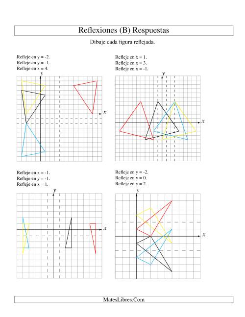 La hoja de ejercicios de Reflexión en Tres Pasos de 3 Vértices Sobre Varios Ejes (B) Página 2