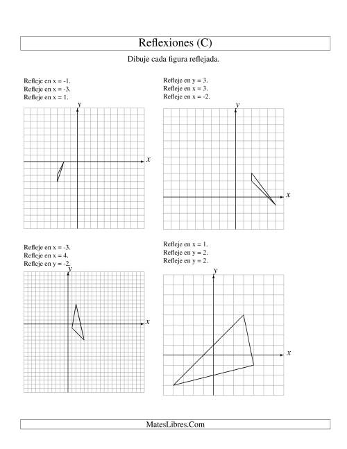 La hoja de ejercicios de Reflexión en Tres Pasos de 3 Vértices Sobre Varios Ejes (C)