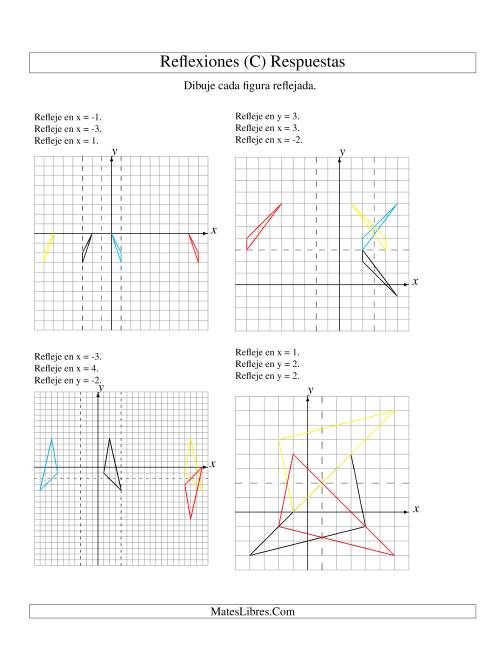 La hoja de ejercicios de Reflexión en Tres Pasos de 3 Vértices Sobre Varios Ejes (C) Página 2