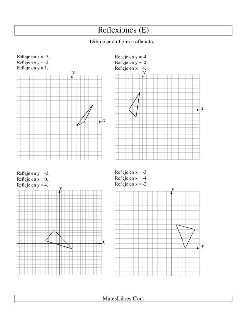 La hoja de ejercicios de Reflexión en Tres Pasos de 3 Vértices Sobre Varios Ejes (E)