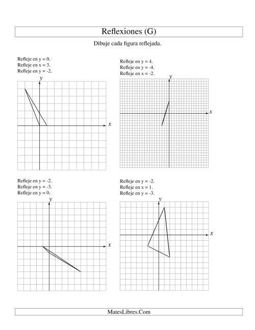 La hoja de ejercicios de Reflexión en Tres Pasos de 3 Vértices Sobre Varios Ejes (G)