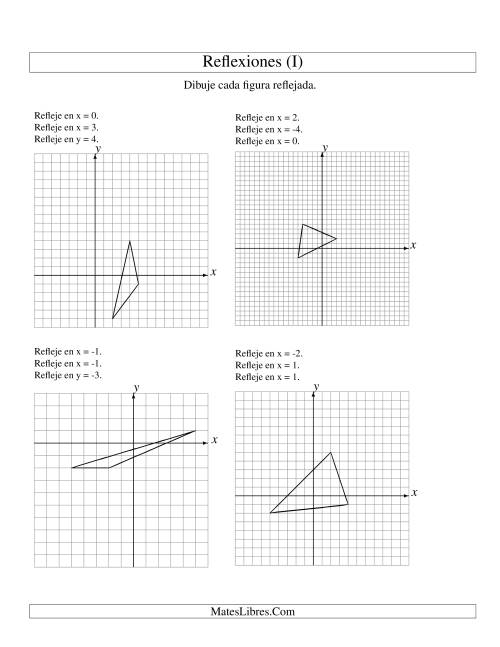 La hoja de ejercicios de Reflexión en Tres Pasos de 3 Vértices Sobre Varios Ejes (I)
