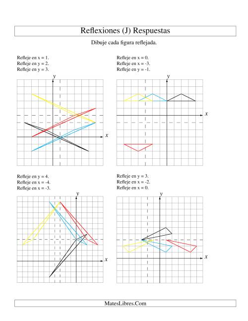 La hoja de ejercicios de Reflexión en Tres Pasos de 3 Vértices Sobre Varios Ejes (J) Página 2