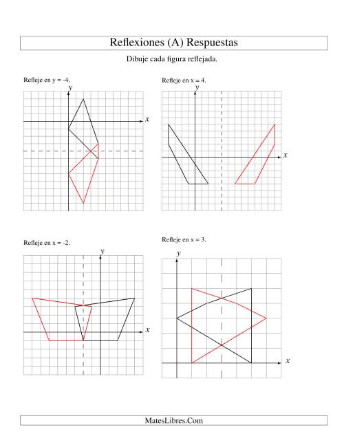 La hoja de ejercicios de Reflexión de 4 Vértices Sobre Varios Ejes (A) Página 2