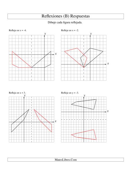 La hoja de ejercicios de Reflexión de 4 Vértices Sobre Varios Ejes (B) Página 2