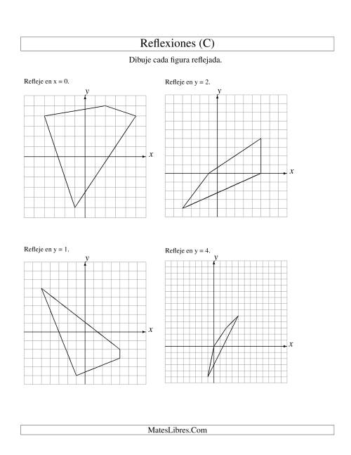 La hoja de ejercicios de Reflexión de 4 Vértices Sobre Varios Ejes (C)