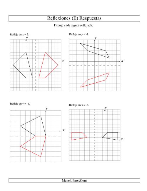 La hoja de ejercicios de Reflexión de 4 Vértices Sobre Varios Ejes (E) Página 2