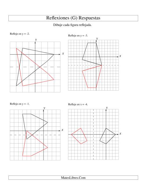 La hoja de ejercicios de Reflexión de 4 Vértices Sobre Varios Ejes (G) Página 2