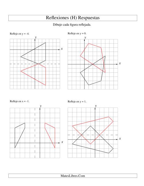 La hoja de ejercicios de Reflexión de 4 Vértices Sobre Varios Ejes (H) Página 2