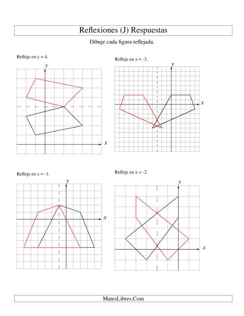La hoja de ejercicios de Reflexión de 4 Vértices Sobre Varios Ejes (J) Página 2
