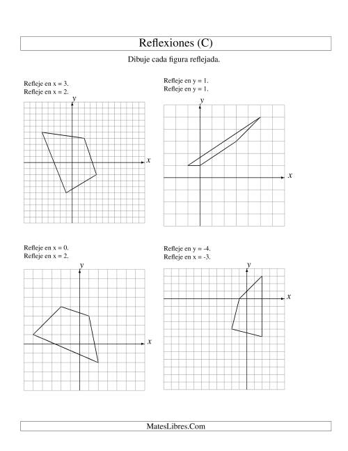 La hoja de ejercicios de Reflexión en Dos Pasos de 4 Vértices Sobre Varios Ejes (C)