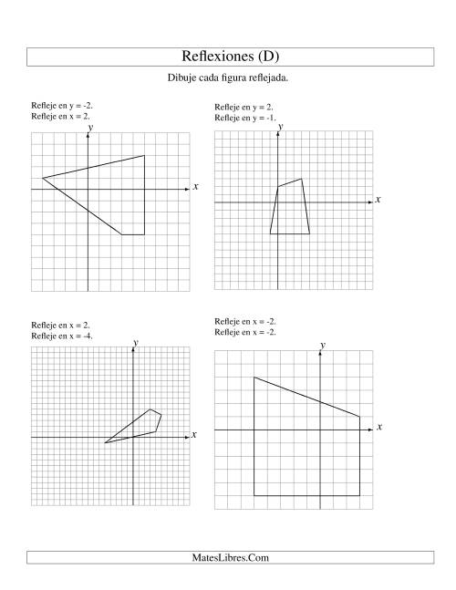 La hoja de ejercicios de Reflexión en Dos Pasos de 4 Vértices Sobre Varios Ejes (D)