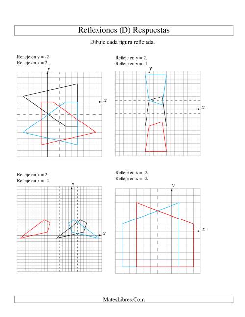 La hoja de ejercicios de Reflexión en Dos Pasos de 4 Vértices Sobre Varios Ejes (D) Página 2