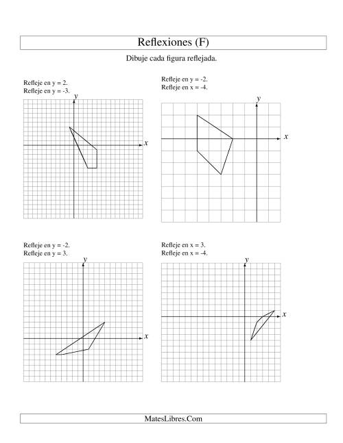 La hoja de ejercicios de Reflexión en Dos Pasos de 4 Vértices Sobre Varios Ejes (F)