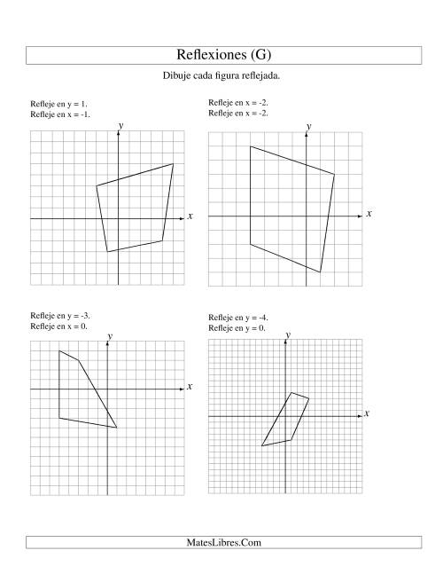 La hoja de ejercicios de Reflexión en Dos Pasos de 4 Vértices Sobre Varios Ejes (G)