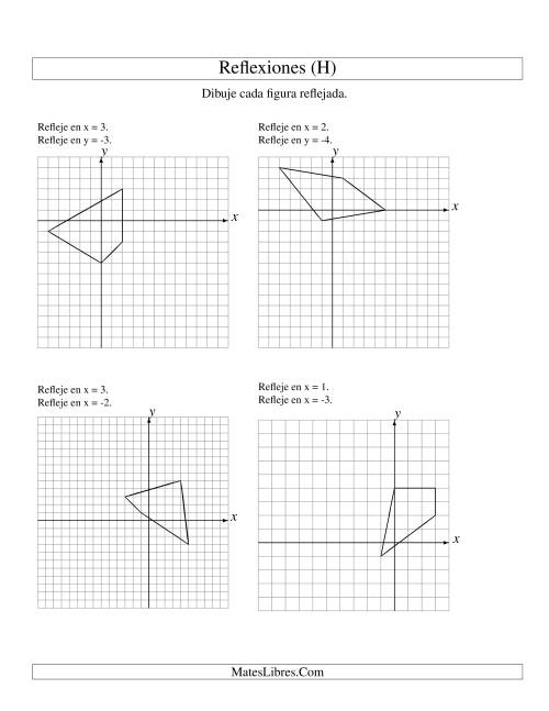 La hoja de ejercicios de Reflexión en Dos Pasos de 4 Vértices Sobre Varios Ejes (H)