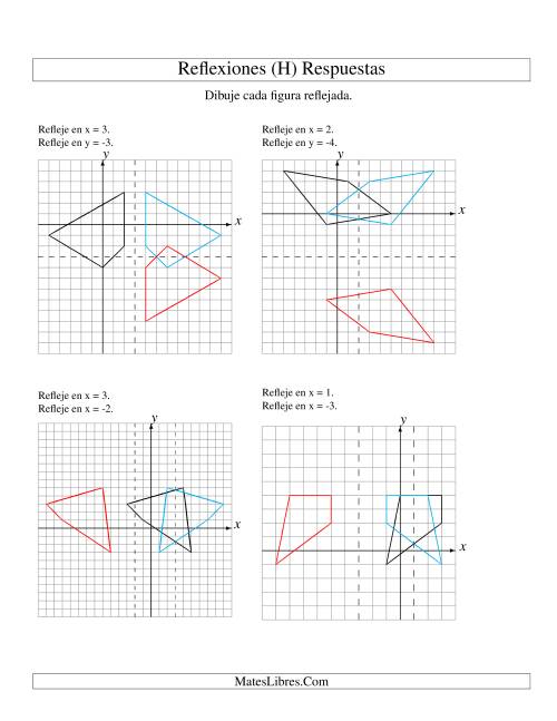 La hoja de ejercicios de Reflexión en Dos Pasos de 4 Vértices Sobre Varios Ejes (H) Página 2