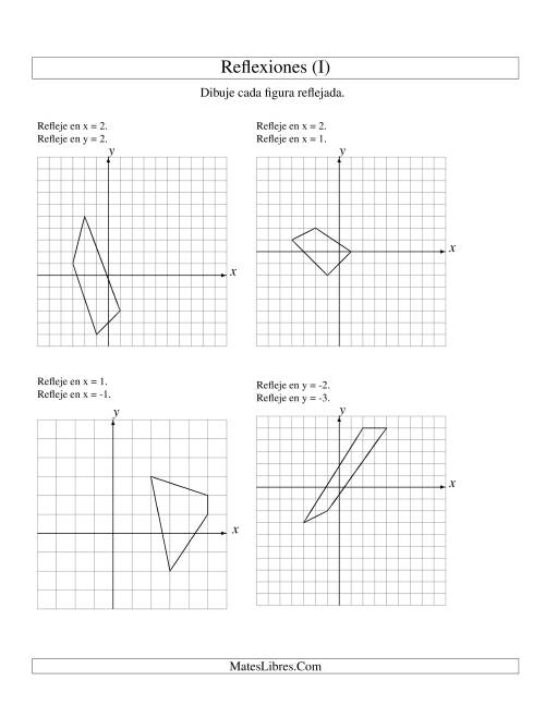 La hoja de ejercicios de Reflexión en Dos Pasos de 4 Vértices Sobre Varios Ejes (I)