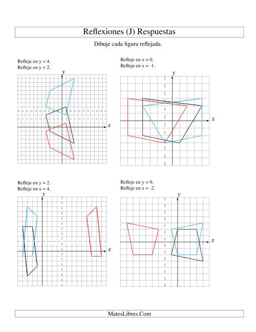 La hoja de ejercicios de Reflexión en Dos Pasos de 4 Vértices Sobre Varios Ejes (J) Página 2